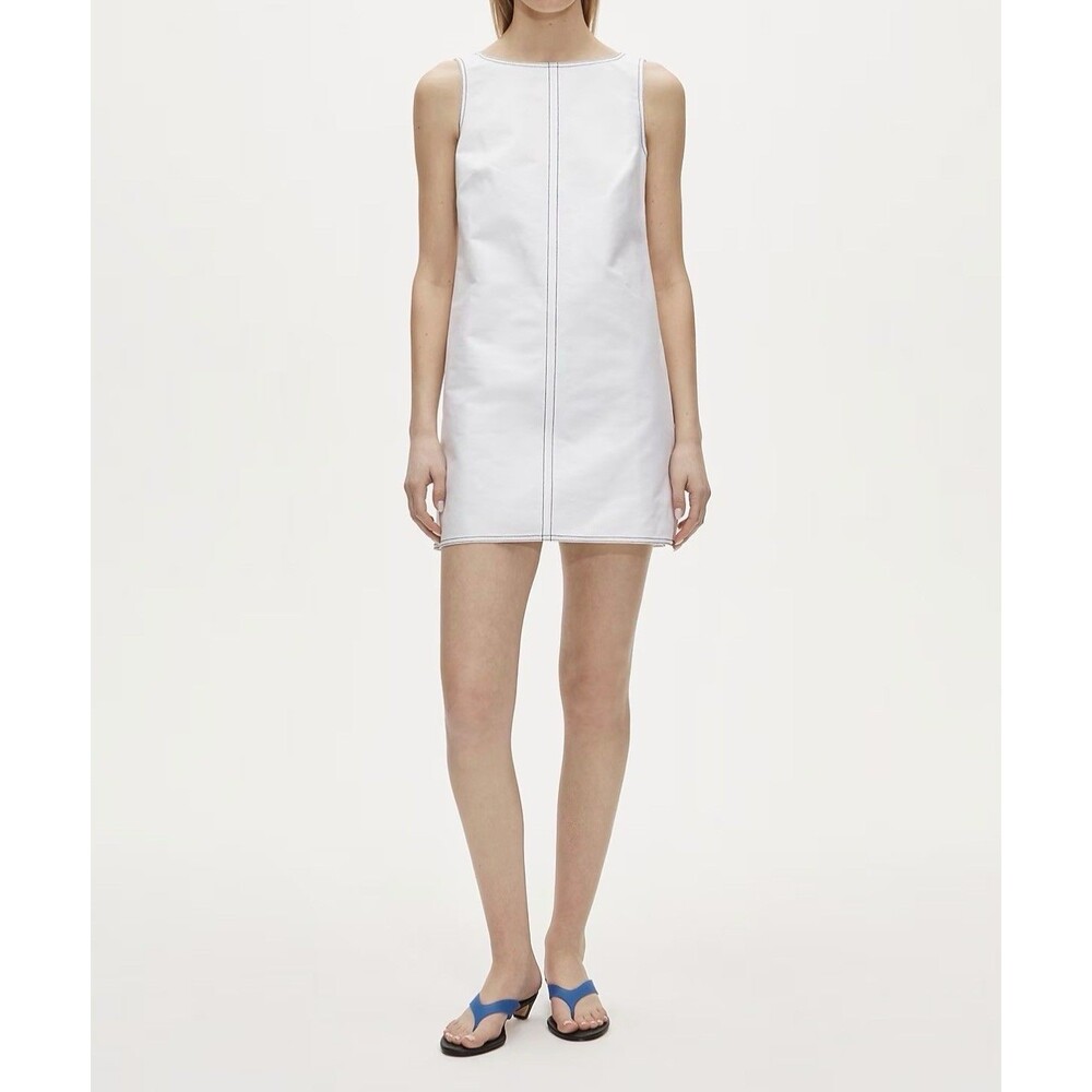 NWT J.Crew Contrast-stitch Billie Mini dress in double cotton poplin White 4T